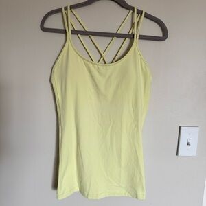 Lululemon Free To Be Tank Top Womens Yellow Built In Bra Size 10